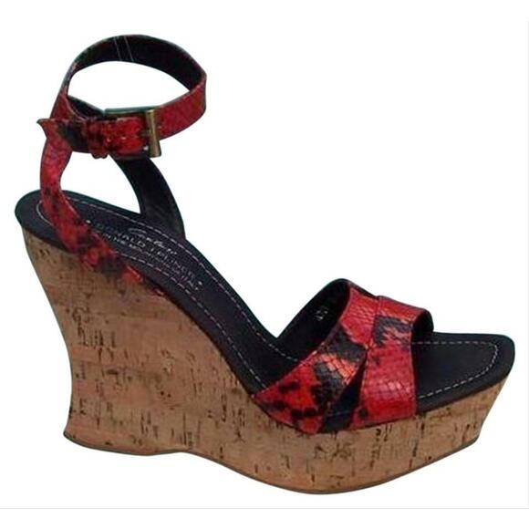 Donald Pliner Hand Carved Cork Pitone Leather Wedge Platform Shoe New $250 NIB - Picture 1 of 4